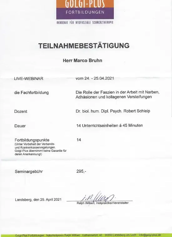 Faszien Narben Adhaesionen Versteifungen Marco Bruhn