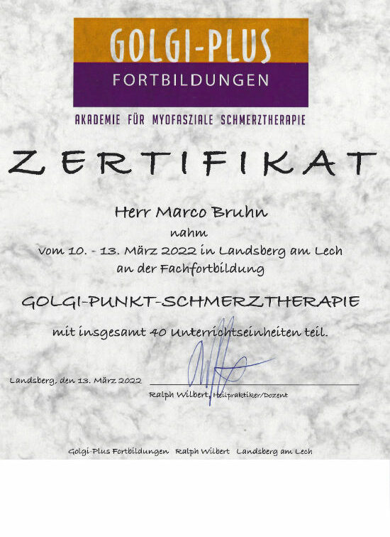 Golgi Punkt Schmerztherapie Marco Bruhn