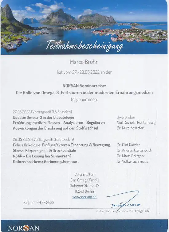 Heilpraktiker Marco Bruhn München Omega 3 Diabetes Krebs Schmerzen Ernährungsmedizin